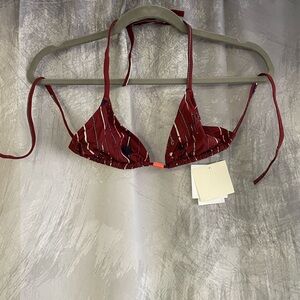 Hermes Red Striped Bikini Top
